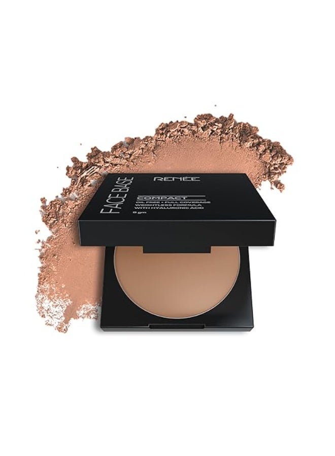 RENEE Face Base Compact Almond Beige l Lightweight, Matte Finish Pressed Powder | Smooth Blend, Even Coverage | Controls Excess Oil | Portable & Easy to Apply for Flawless Look l All Skin Types | 9 g - Image 1